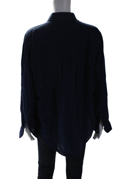 Rails Womens Cotton Ellis Buttoned Collared Long Sleeve Top Indigo Blue Size M