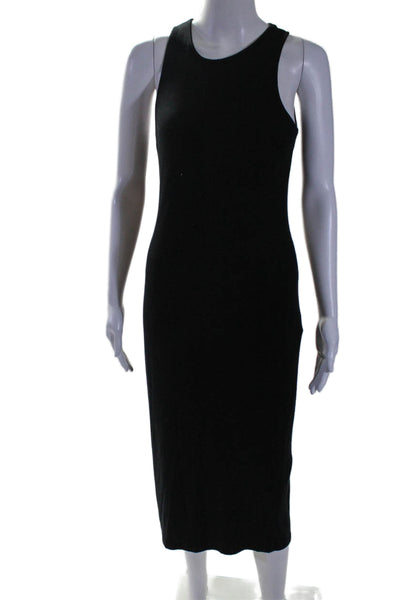 Marine Layer Womens Ribbed Round Neck Sleeveless Maxi Tank Dress Black Size M