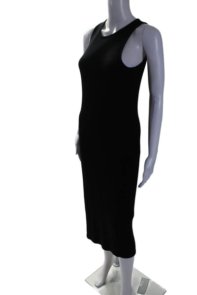 Marine Layer Womens Ribbed Round Neck Sleeveless Maxi Tank Dress Black Size M