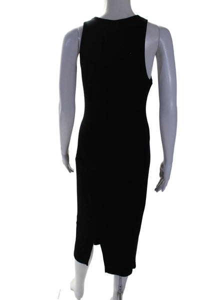 Marine Layer Womens Ribbed Round Neck Sleeveless Maxi Tank Dress Black Size M