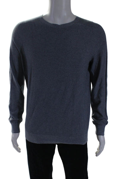 Faconnable Mens Round Neck Long Sleeve Kitted Pullover Sweater Blue Size M