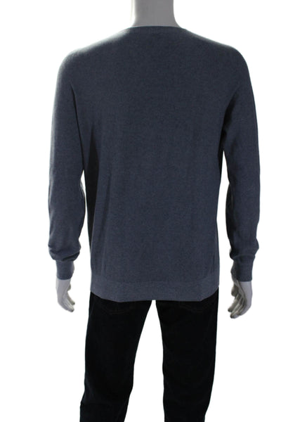 Faconnable Mens Round Neck Long Sleeve Kitted Pullover Sweater Blue Size M