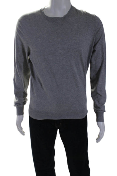 Faconnable Mens Cotton Crew Neck Long Sleeve Pullover Sweater Top Gray Size M