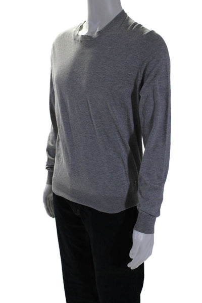 Faconnable Mens Cotton Crew Neck Long Sleeve Pullover Sweater Top Gray Size M