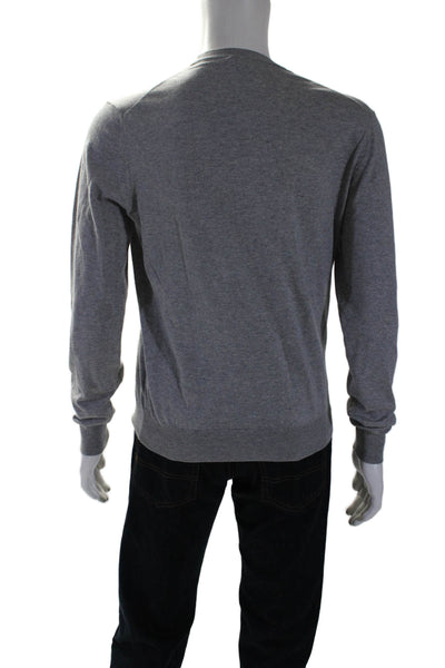 Faconnable Mens Cotton Crew Neck Long Sleeve Pullover Sweater Top Gray Size M