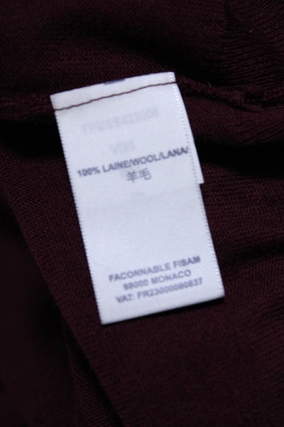 F. by Faconnable Mens Wool Ribbed Hem Half Zip Mock Neck Sweater Burgundy Size M