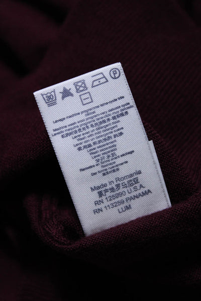 F. by Faconnable Mens Wool Ribbed Hem Half Zip Mock Neck Sweater Burgundy Size M