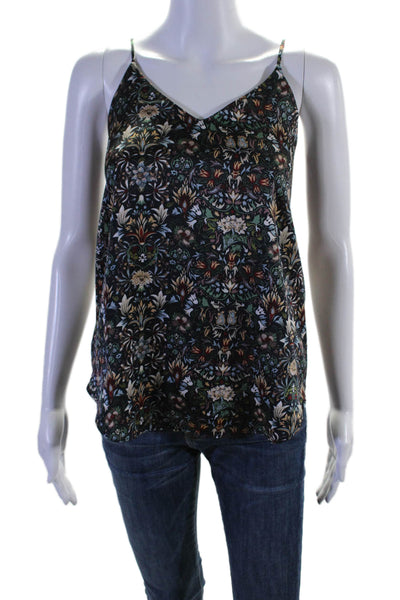 T Tahari Womens Navy Floral V-neck Sleeveless Layered Camisole Top Size S