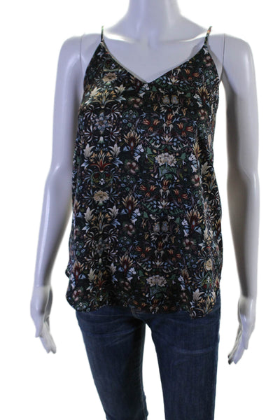 T Tahari Womens Navy Floral V-neck Sleeveless Layered Camisole Top Size S