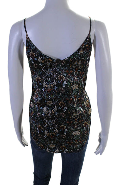 T Tahari Womens Navy Floral V-neck Sleeveless Layered Camisole Top Size S