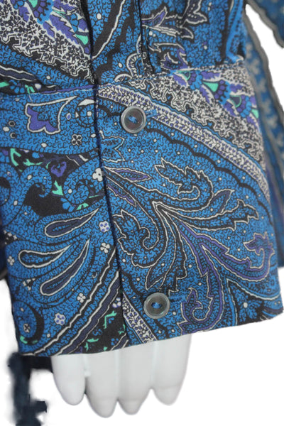 Kobi Halperin Womens Cotton Blue Paisley Long Sleeve Button Down Shirt Size XL