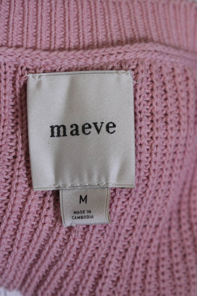 Maeve Anthropologie Womesn V Neck Puff Sleeve Knit Blouse Pink Size M