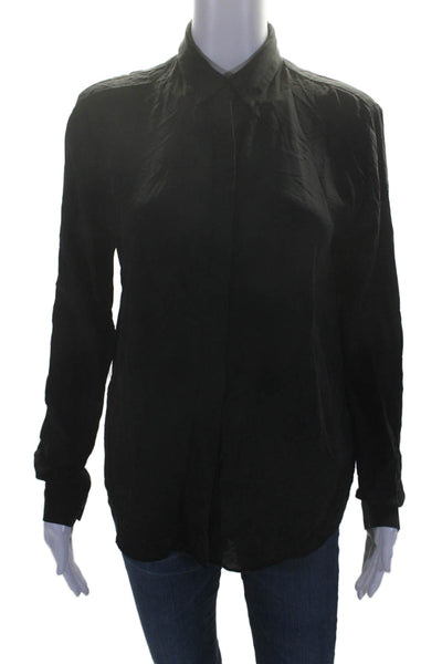 Stockholm Atelier & Other Stories Womens Silk Button Down Blouse Black Size 4