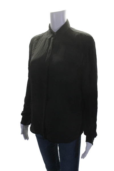 Stockholm Atelier & Other Stories Womens Silk Button Down Blouse Black Size 4