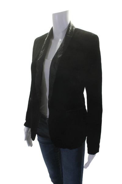 Joie Womens Velvet Open Front Long Sleeve Jacket Black Size 0