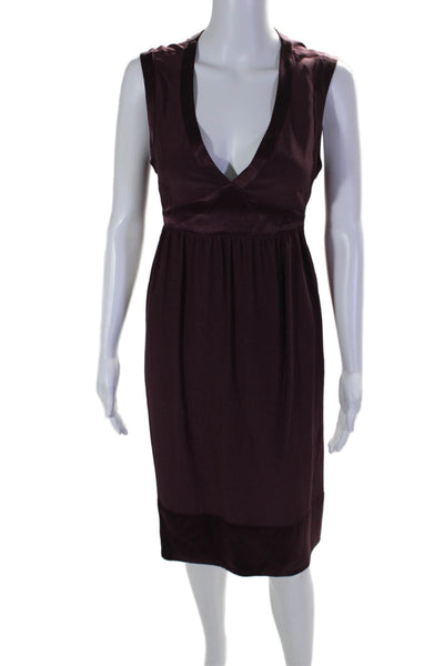 Kiton Womens Draped Front Pleated Waist Tied Sleeveless Dress Purple Size 44