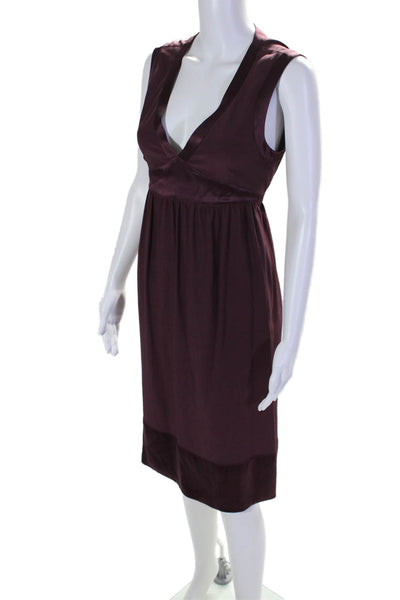 Kiton Womens Draped Front Pleated Waist Tied Sleeveless Dress Purple Size 44