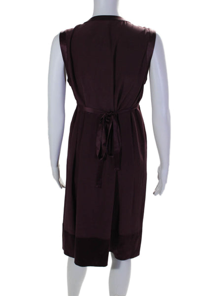 Kiton Womens Draped Front Pleated Waist Tied Sleeveless Dress Purple Size 44