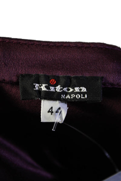 Kiton Womens Draped Front Pleated Waist Tied Sleeveless Dress Purple Size 44