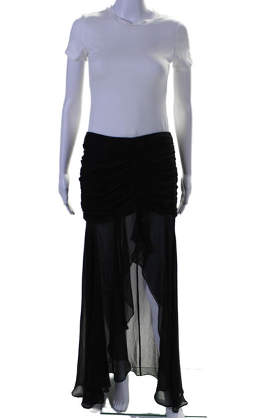 Majorelle Women's Hook Closure Cinch Slit Hem Sheer Maxi Skirt Black Size S