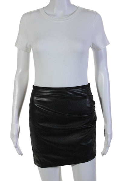 Helmut Lang Women's Faux Leather Cinch Lined Mini Skirt Black Size XS