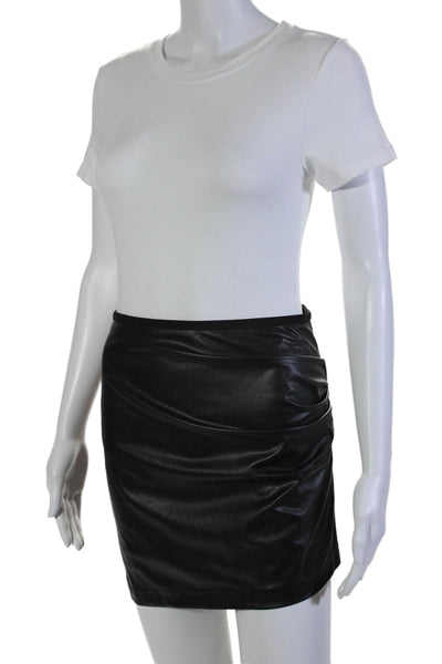 Helmut Lang Women's Faux Leather Cinch Lined Mini Skirt Black Size XS