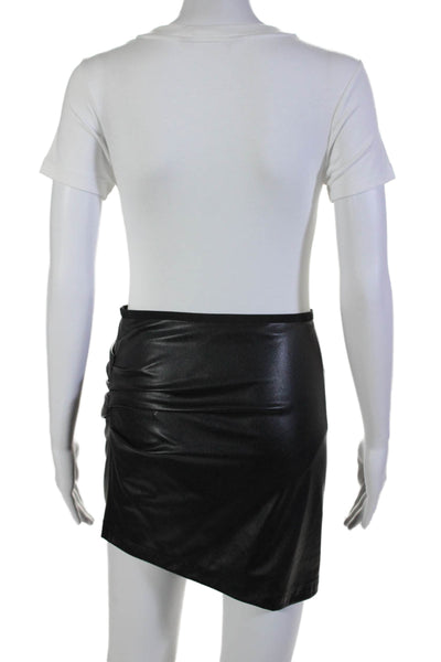 Helmut Lang Women's Faux Leather Cinch Lined Mini Skirt Black Size XS