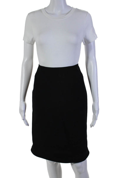 Alaia Womens Back Zip Knee Length Pencil Skirt Black Wool Size FR 40