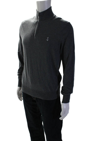 F. by Faconnable Mens Wool Mock Neck Half Zipped Pullover Sweater Gray Size M