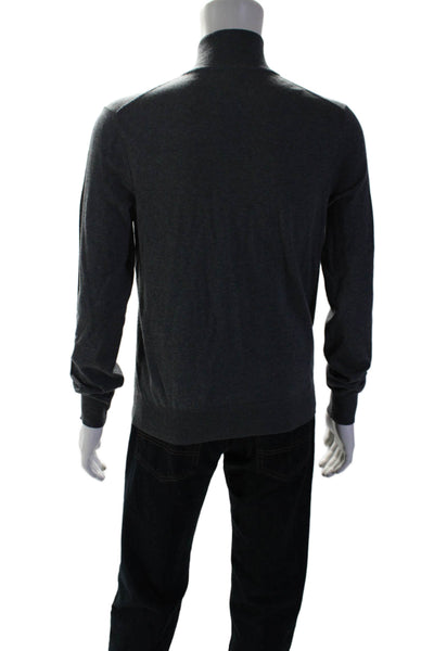 F. by Faconnable Mens Wool Mock Neck Half Zipped Pullover Sweater Gray Size M