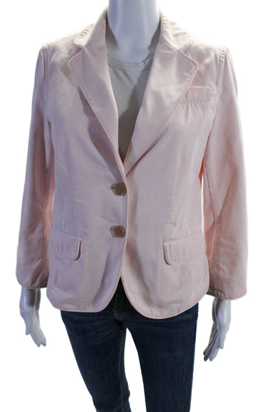 J Crew Womens Two Button Notched Lapel Blazer Jacket Pink Cotton Size Medium