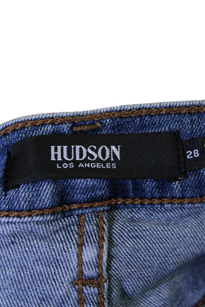 Hudson Womens Cotton Denim Five Pocket Mid-Rise Flared Jeans Blue Size 28