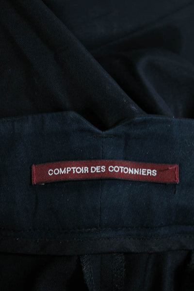 Comptoir Des Cotonniers Womens Creased Dress Pants Black Wool Size EUR 42