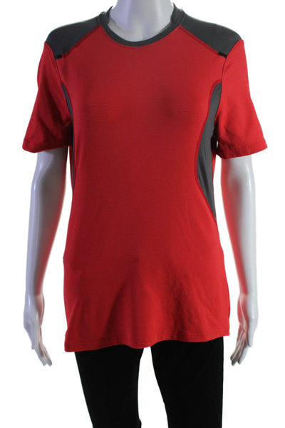 Lululemon Womens Short Sleeves Crew Neck Pullover Tee Shirt Red Grey Size 6