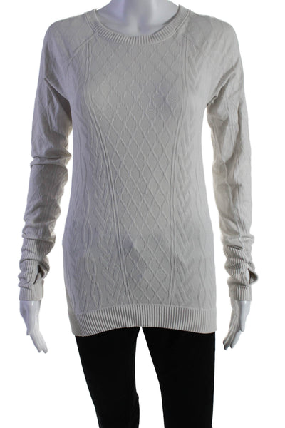 Lululemon Womens Long Sleeves Stretch Knit Pullover Blouse White Size 8