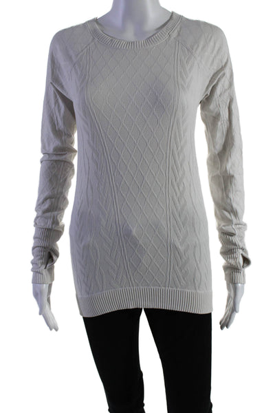 Lululemon Womens Long Sleeves Stretch Knit Pullover Blouse White Size 8