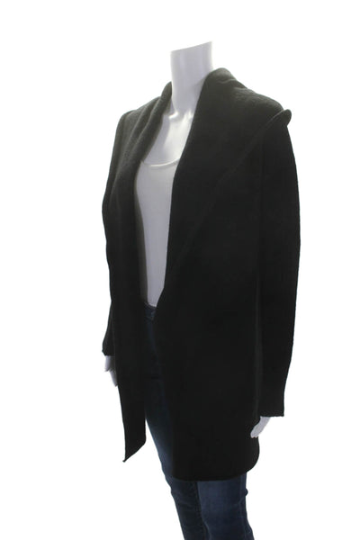 Vince Women's Hood Long Sleeves Open Front Cardigan Sweater Black Size S