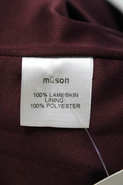 Michelle Mason Womens Leather A Line Mini Skirt Dark Berry Purple Size 0