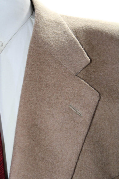 Trussini Men's Collared Long Sleeves Line Two Button Jacket Beige Size 56