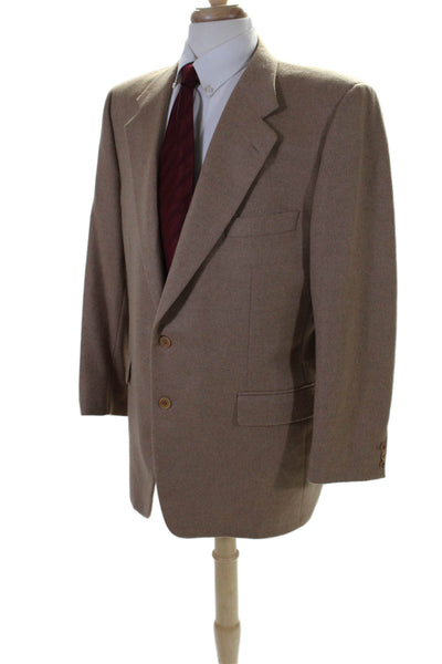 Trussini Men's Collared Long Sleeves Line Two Button Jacket Beige Size 56