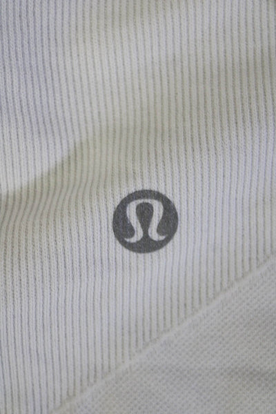 Lululemon Womens White Textured Zip Up Long Sleeve Hooded Sweatshirt Size 4