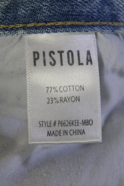 Pistola Womens Light Wash Striped Straight Leg Jeans Blue Size 25