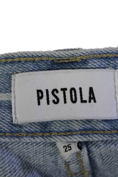 Pistola Womens Light Wash Striped Straight Leg Jeans Blue Size 25