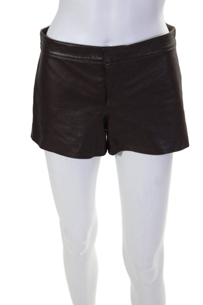 BB Dakota Womens Leather Flat Front Mini Shorts Brown Size 0