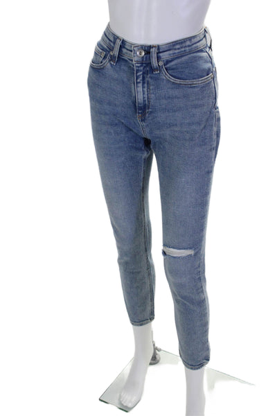 Rag & Bone Womens High Rise Nina Ankle Skinny Leg Jeans Blue Cotton Size 25