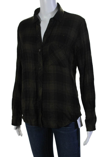 Rails Womens Plaid Button Down Shirt Hunter Green Black Size Extra Small