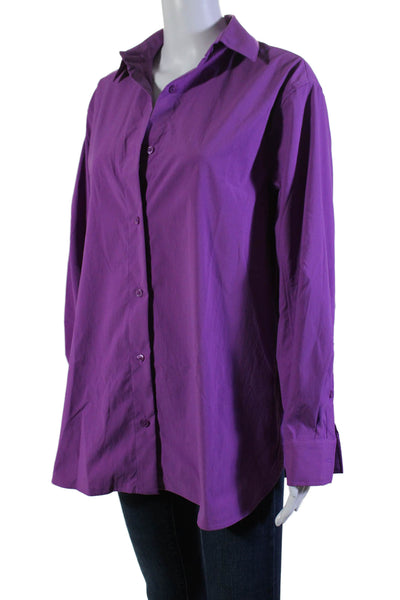 Athleta Womens Button Front Long Sleeve Collared Shirt Purple Size Small