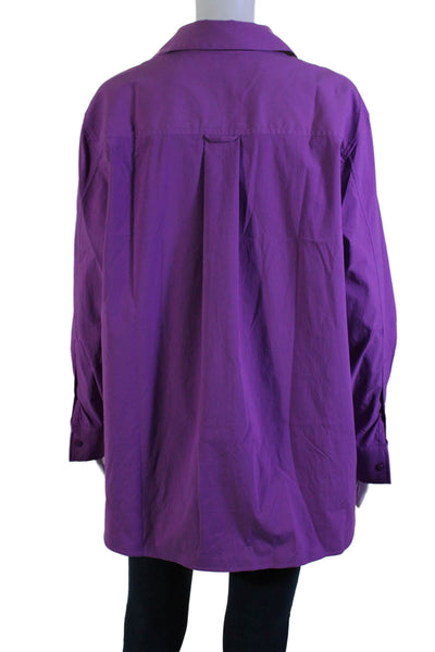 Athleta Womens Button Front Long Sleeve Collared Shirt Purple Size Small