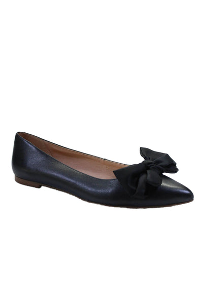 Jack Rogers Womens Slip On Pointed Toe Satin Bow Ballet Flats Black Size 9
