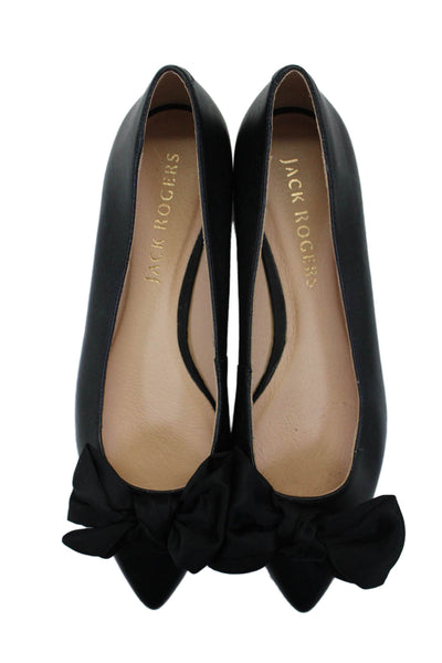 Jack Rogers Womens Slip On Pointed Toe Satin Bow Ballet Flats Black Size 9